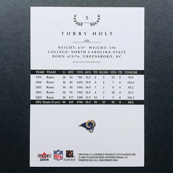 Torry Holt - 2004 Fleer Inscribed #5 - Picture 2 of 2